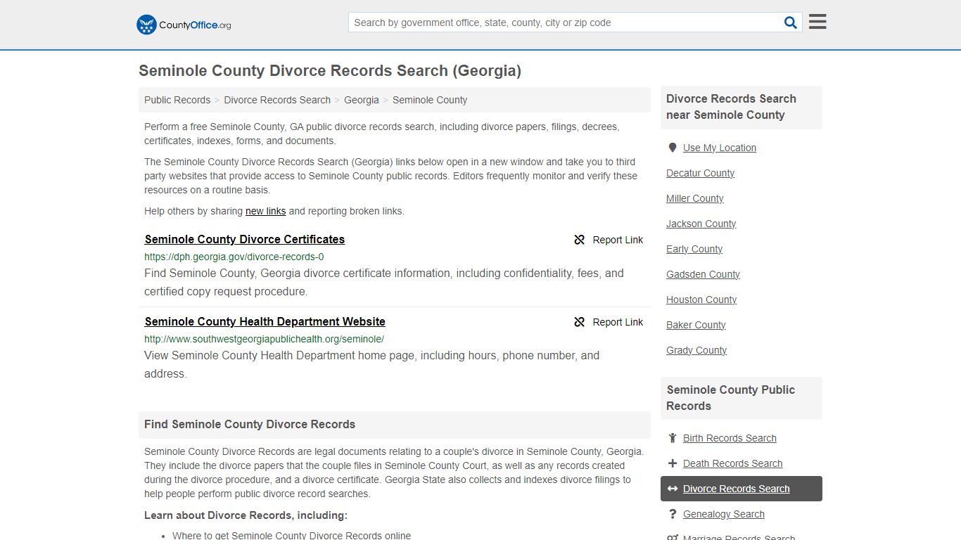 Divorce Records Search - Seminole County, GA (Divorce Certificates ...